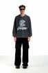 White Ink Printed Logo Long Sleeve Sweatshirt-Dark Grey